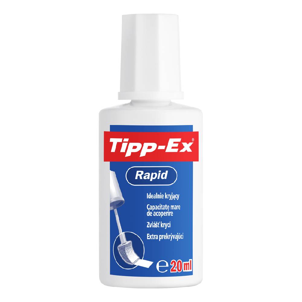Fluid corector Tipp-Ex Rapid, pe baza de solvent cu bure, 20ml Fluid corector Tipp-Ex Rapid, pe baza de solvent cu bure, 20ml